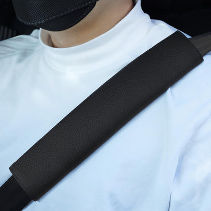 Car Seat Belt Covers for Adults Soft Leather Safety Seatbelt Shoulder Pad Neck Cushion Protector Comfortable Driving Car Accessories Truck SUV Airplane Backpack (SC01Brown-9in-2Pack)