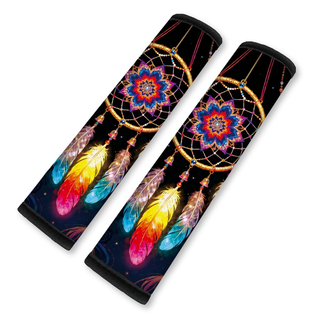 2Pcs Rainbow Skull Soft Auto Seat Belt Cover Pad 11" x 2.4"