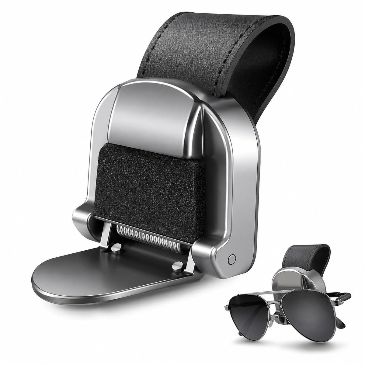 Premium Aluminum Car Sunglasses Holder for Visor, One-Hand Glasses Clip with Soft Padding, Universal Eyeglass Holder for Car Sun Visor, Secure & Scratch-Free Design (2 Packs)
