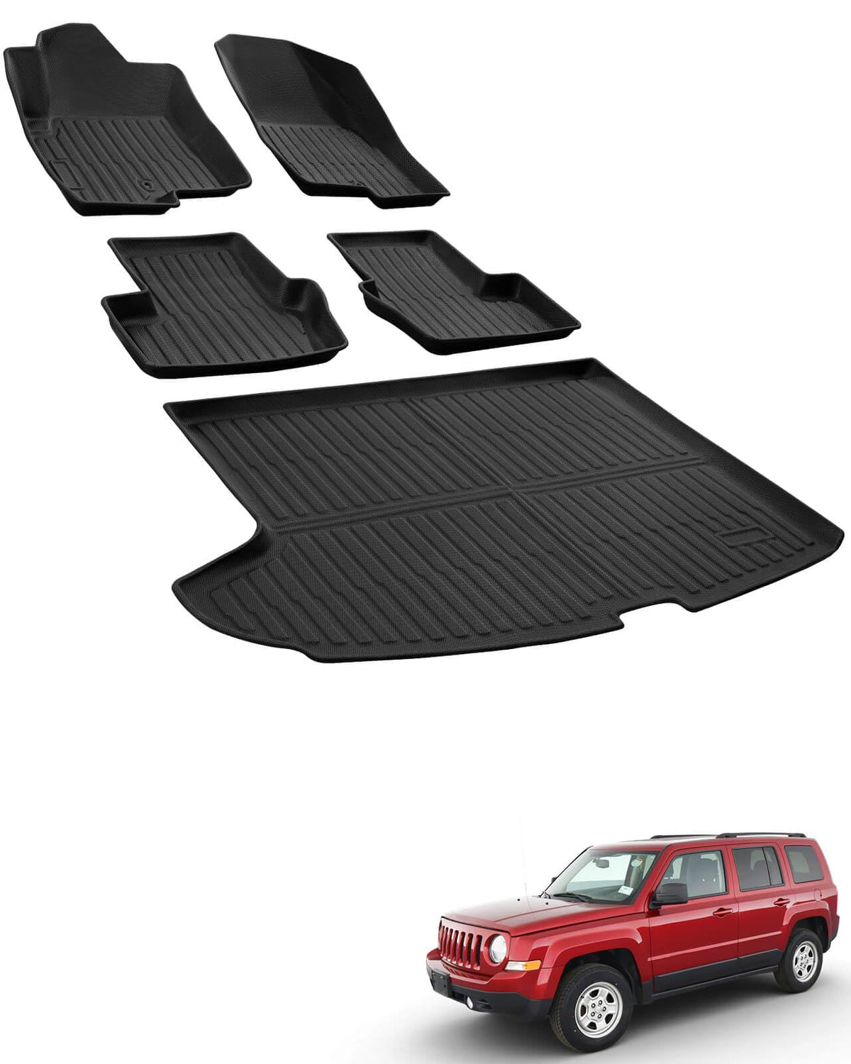 Car Floor Mats for Toyota Prius 2010-2015, 4PCS TPE Car Mats & Trunk Liner