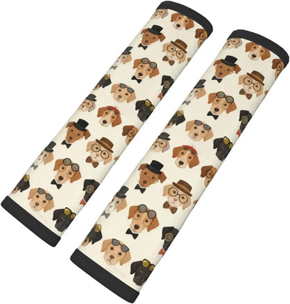 Seat Belt Shoulder Pad 2PCS - Glasses Dog