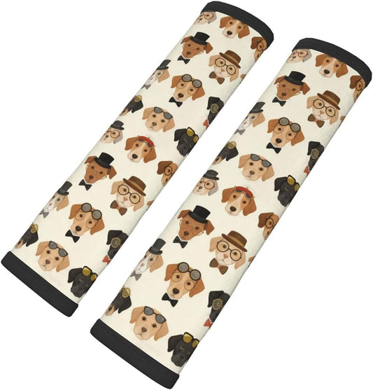 Seat Belt Shoulder Pad 2PCS - Glasses Dog
