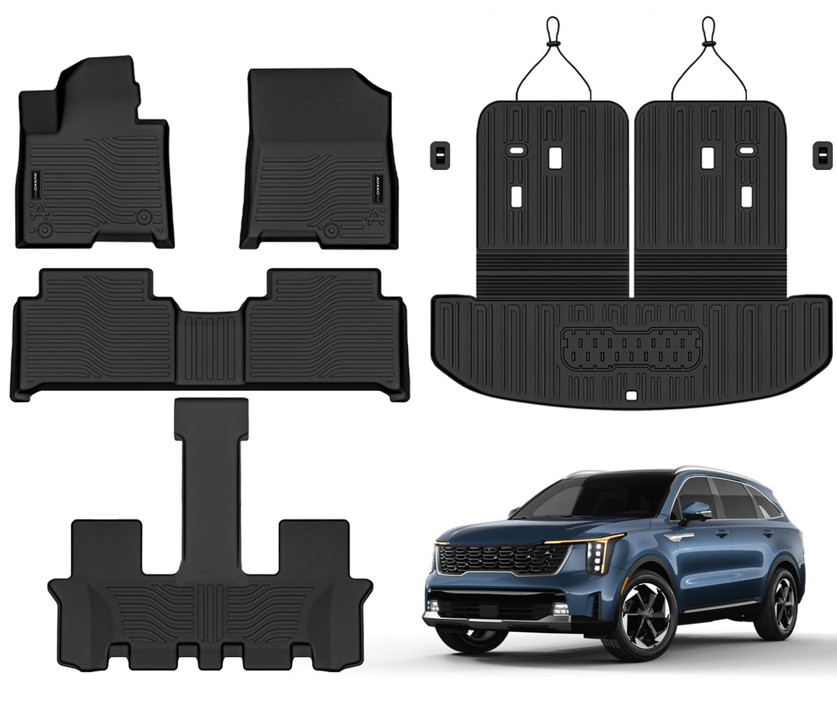 AUXKO Floor Mats Cargo Mat Backrest Mat for 2027 Kia Telluride Hybrid