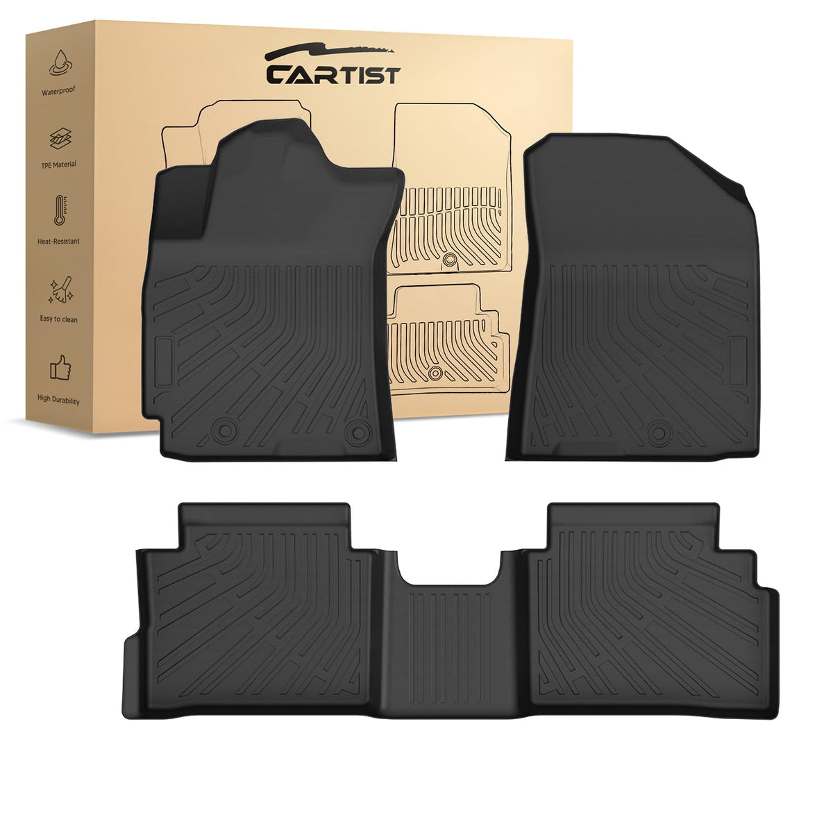 Cartist Floor Mats Fit for Honda HR-V HRV 2023 2024 2025 2026 (Include Hybrid) All Weather Floor Liners Front & 2nd Row Floor Mat for HRV Heavy Duty