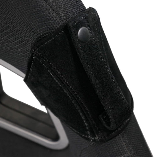 1X Racing Bucket Seat Belt Guide Seatbelt Holder Protector,Suede Leather (Black Leather/Black Stitching)