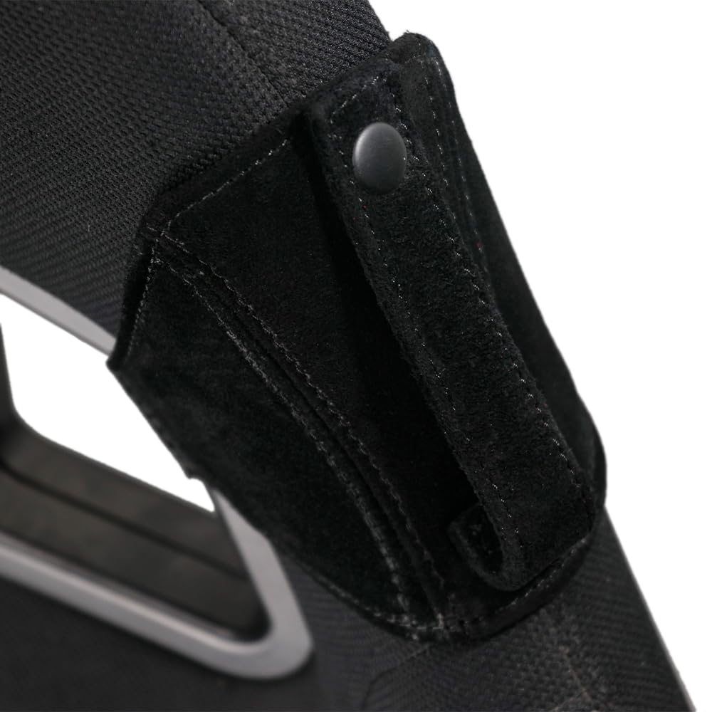 1X Racing Bucket Seat Belt Guide Seatbelt Holder Protector,Suede Leather (Black Leather/Black Stitching)