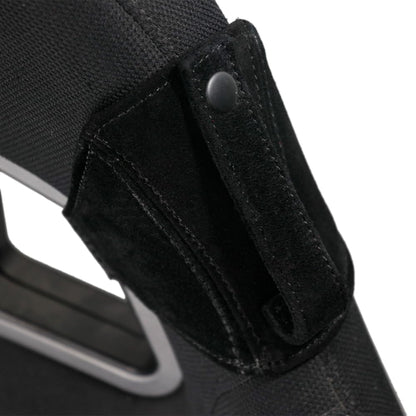 1X Racing Bucket Seat Belt Guide Seatbelt Holder Protector,Suede Leather (Black Leather/Black Stitching)