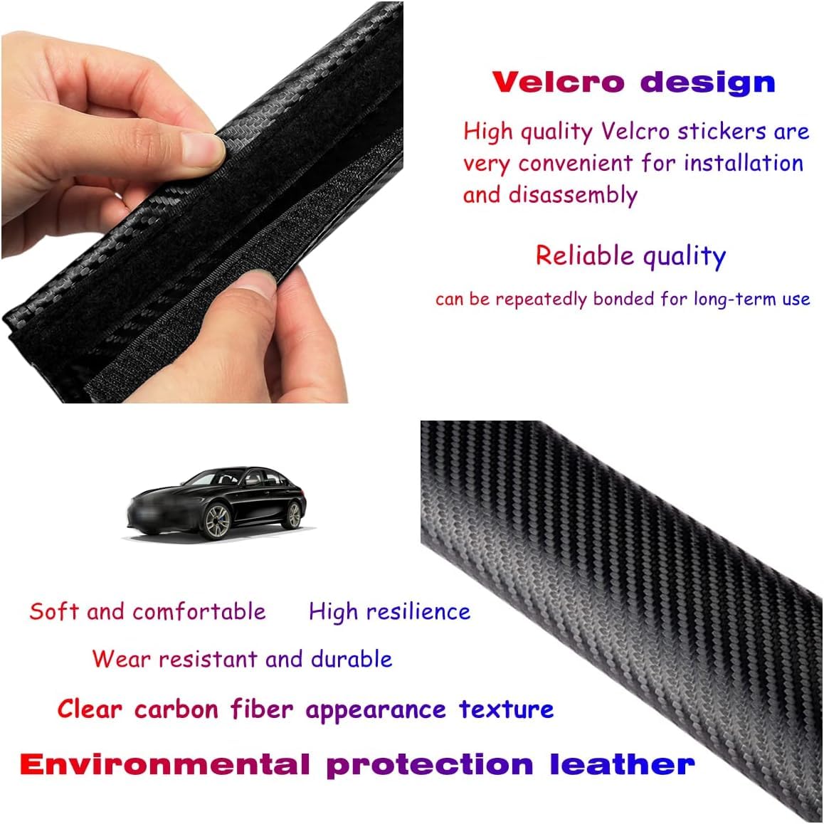2PCS Car Seat Belt Cover for BMW, Carbon Fiber Seatbelt