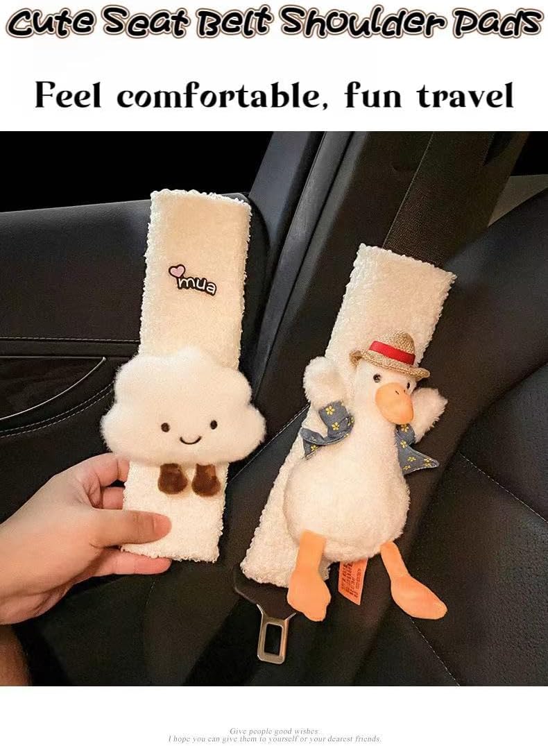 BNTR Car Seat Belt Cover 2 PCS Stocking Stuffers Cute Creative Flower Safety Seatbelt Shoulder Pad Auto Accessory Neck Cushion Protector Seatbelt Shoulder Protector Nice Gift (2-Pack Brown Flower)