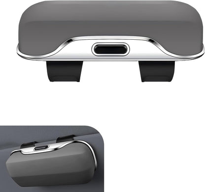 Car Visor Sunglass Holder, ABS Anti-scratch Eyeglasses Protection Case, Multi-function One-press Open Storage Box, Sun Visor Organizer Accessory for Most SUVs Sedans Trucks (Gray)