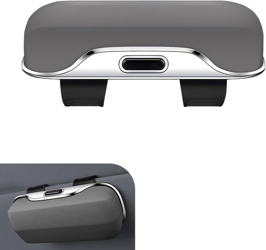 Car Visor Sunglass Holder, ABS Anti-scratch Eyeglasses Protection Case, Multi-function One-press Open Storage Box, Sun Visor Organizer Accessory for Most SUVs Sedans Trucks (Gray)