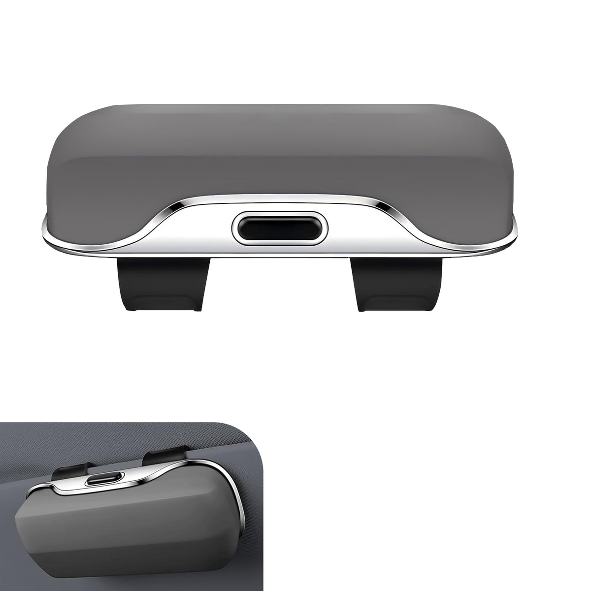 Car Visor Sunglass Holder, ABS Anti-scratch Eyeglasses Protection Case, Multi-function One-press Open Storage Box, Sun Visor Organizer Accessory for Most SUVs Sedans Trucks (Gray)