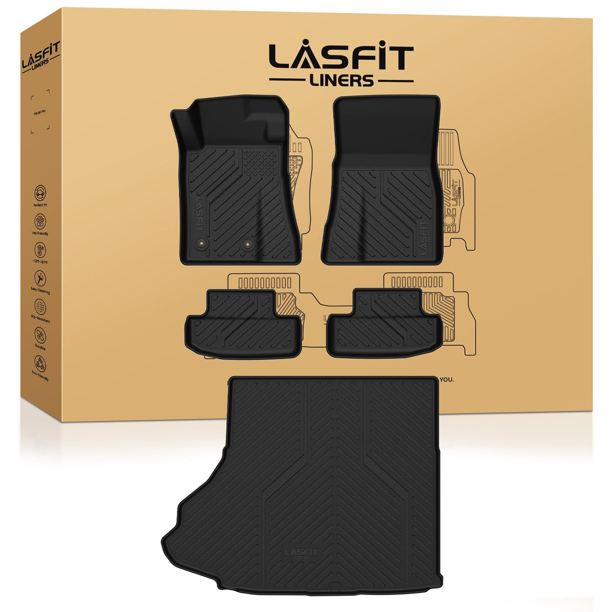 LASFIT Floor Mats for Ford F250 F350 F450 1999-2007 Crew Cab Carpet Floor