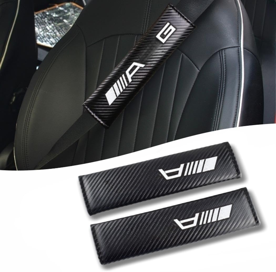 Car seat Belt Cover Compatible with AMG Carbon Fiber Texture car seat Belt pad Cover Soft and Comfortable