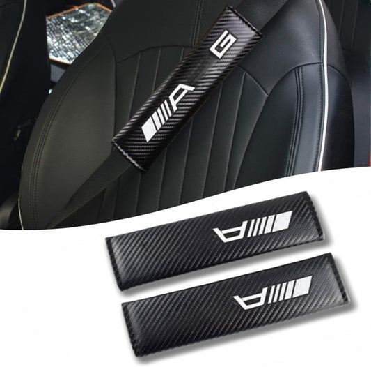Car seat Belt Cover Compatible with AMG Carbon Fiber Texture car seat Belt pad Cover Soft and Comfortable