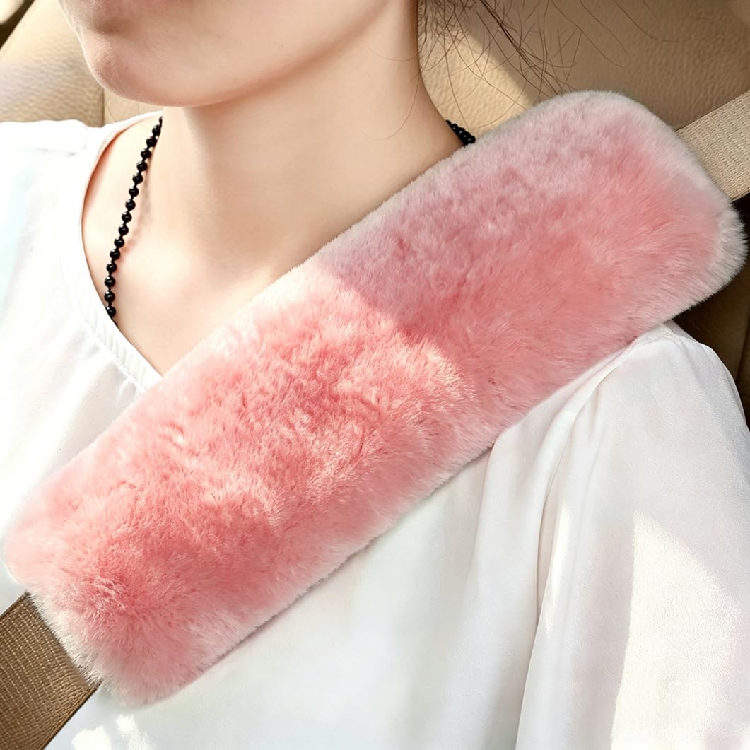OGLAND 2 Pack Sheepskin Car Seat Belt Cover Pads | Wool Seatbelt Cushions