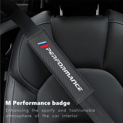Car M 3 Color Performance Letters seat Belt Cover Carbon Fiber Texture Car seat Belt Shoulder Pad Cover Soft and Comfortable Suitable for Any Car Model