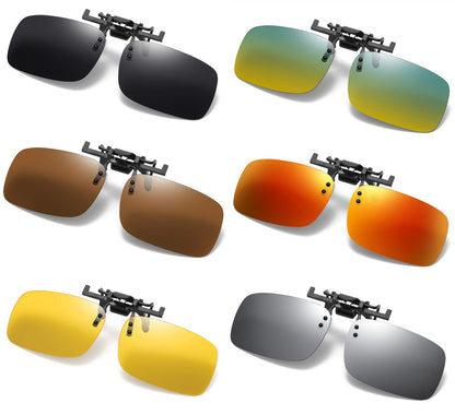 Clip on Flip up Polarized Lens For Prescription Glasses UV Protection Sunglasses (Clear lenses not Polarized)