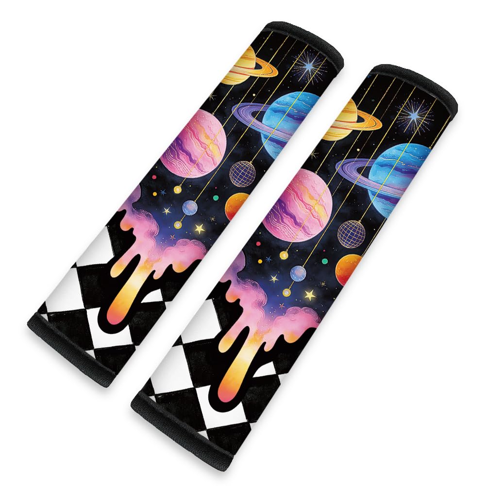 2Pcs Rainbow Skull Soft Auto Seat Belt Cover Pad 11" x 2.4"