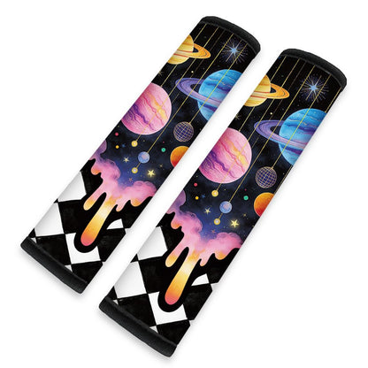 2Pcs Rainbow Skull Soft Auto Seat Belt Cover Pad 11" x 2.4"