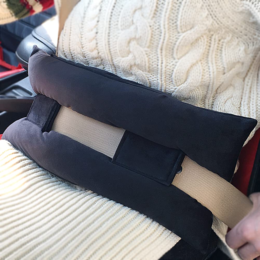 Hysterectomy Pillow Abdominal Surgery Seatbelt Pillows with Pocket Myomectomy Comfort Cushion for Belly Incision Tummy Tuck C-Section Recovery Gifts Women Patients (Minky Black)