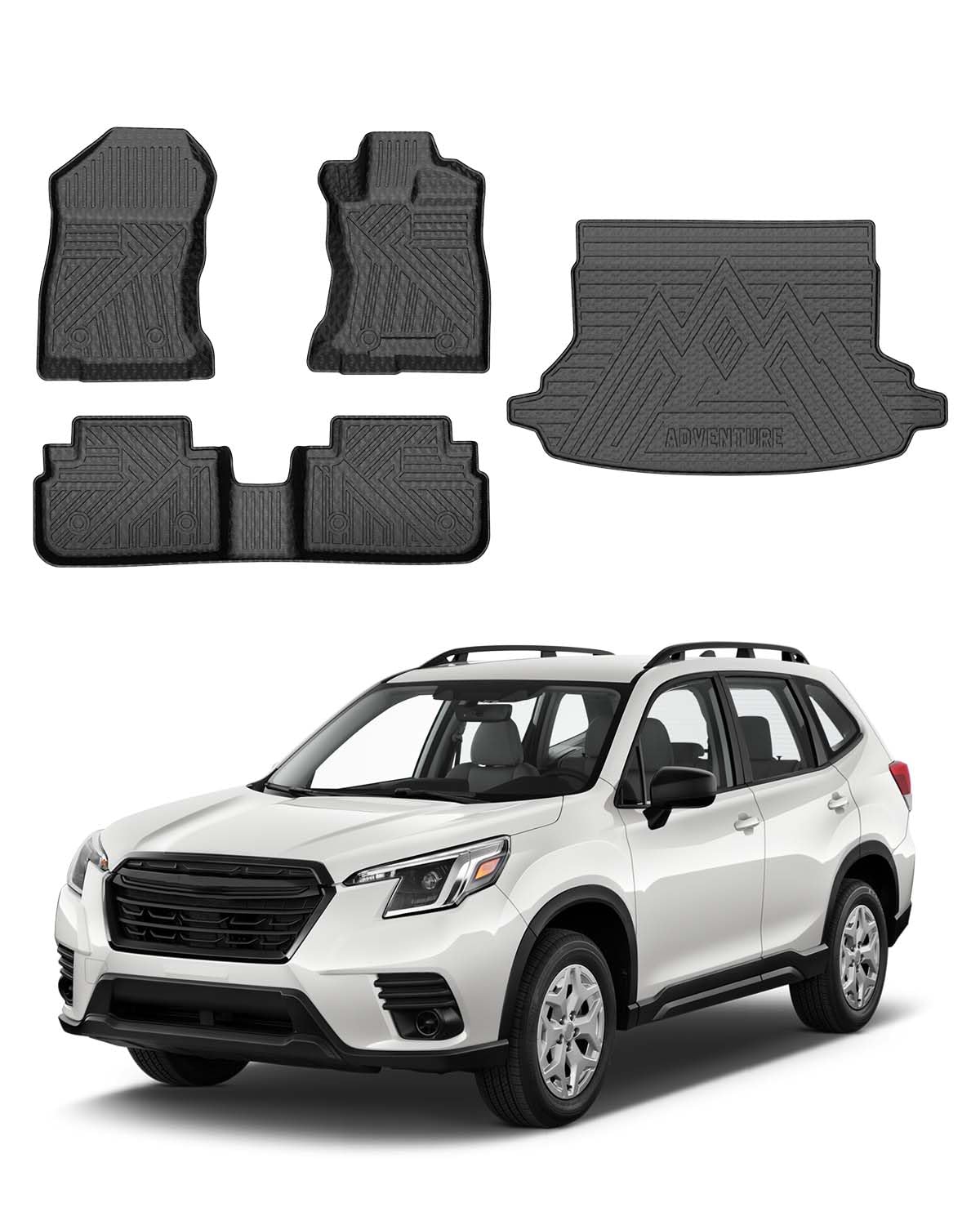 Powerty Floor Mats for 2019-2024 2025 Toyota RAV4 Accessories All Weather Floor Liner 3D TPO 1st & 2nd Row Floor Mat Heavy-Duty Floor Liners(FIT All Models)