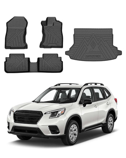 Powerty Floor Mats for 2019-2024 2025 Toyota RAV4 Accessories All Weather Floor Liner 3D TPO 1st & 2nd Row Floor Mat Heavy-Duty Floor Liners(FIT All Models)