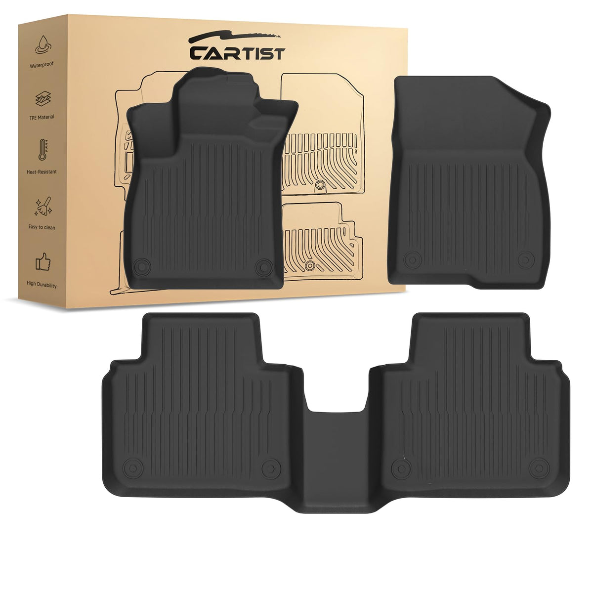 Cartist Floor Mats Fit for Honda HR-V HRV 2023 2024 2025 2026 (Include Hybrid) All Weather Floor Liners Front & 2nd Row Floor Mat for HRV Heavy Duty