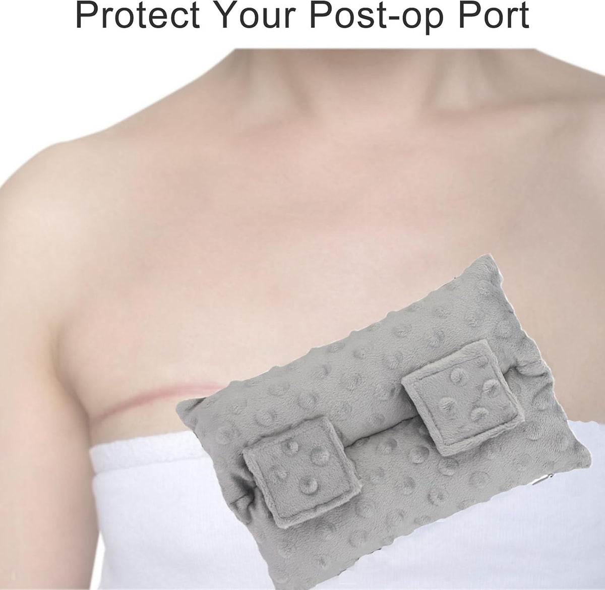 Port Pillows Chemo Port Pillow for Seatbelt Chest Protector Chemo Patients Pacemaker Heart Surgery Recovery Support Cushion Gifts Women Minky Dot Light Gray