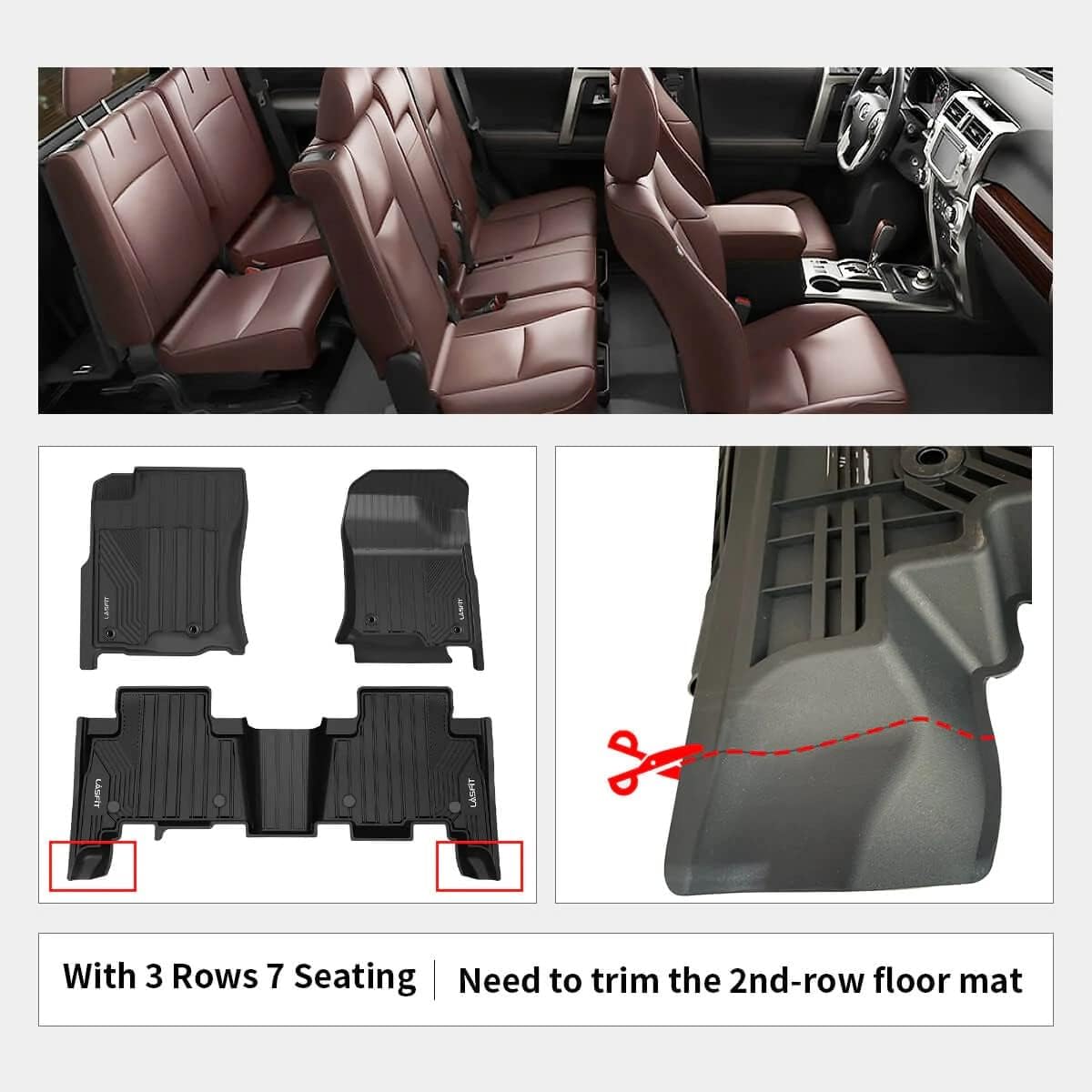 LASFIT Floor Mats for Toyota 4Runner 2013-2024 & for Lexus GX460 2014-2023