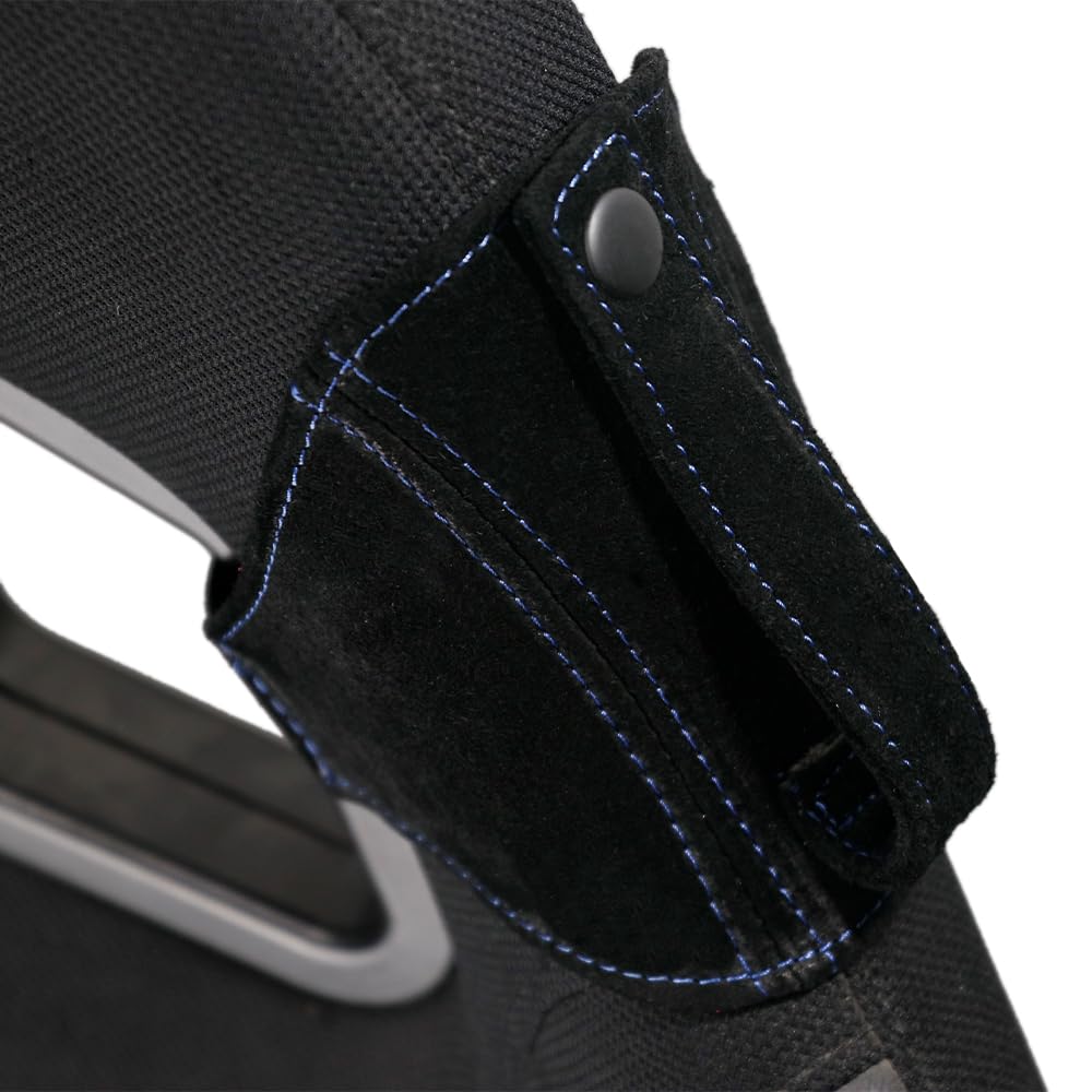 1X Racing Bucket Seat Belt Guide Seatbelt Holder Protector,Suede Leather (Black Leather/Black Stitching)