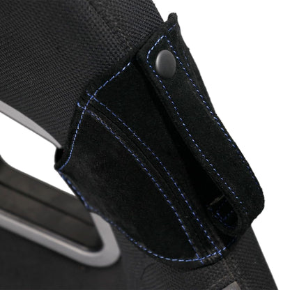 1X Racing Bucket Seat Belt Guide Seatbelt Holder Protector,Suede Leather (Black Leather/Black Stitching)
