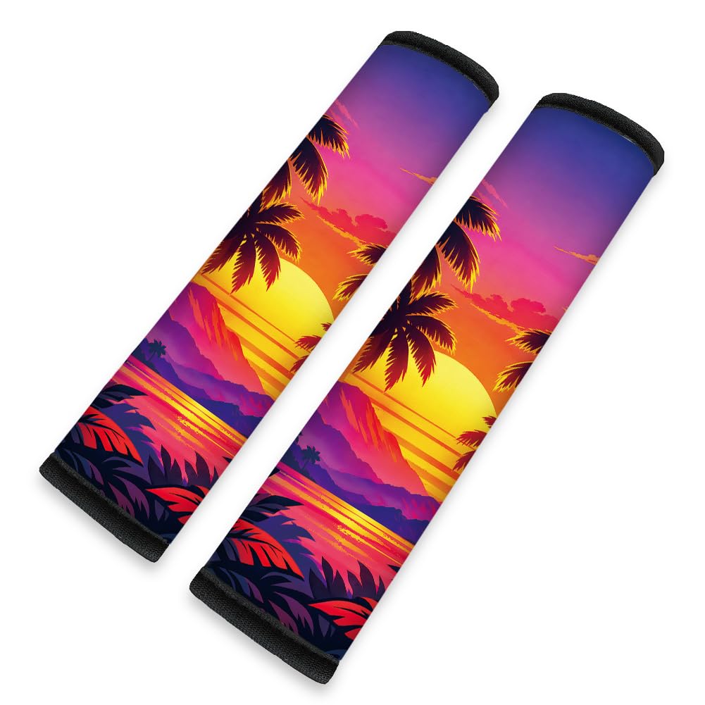 2Pcs Rainbow Skull Soft Auto Seat Belt Cover Pad 11" x 2.4"