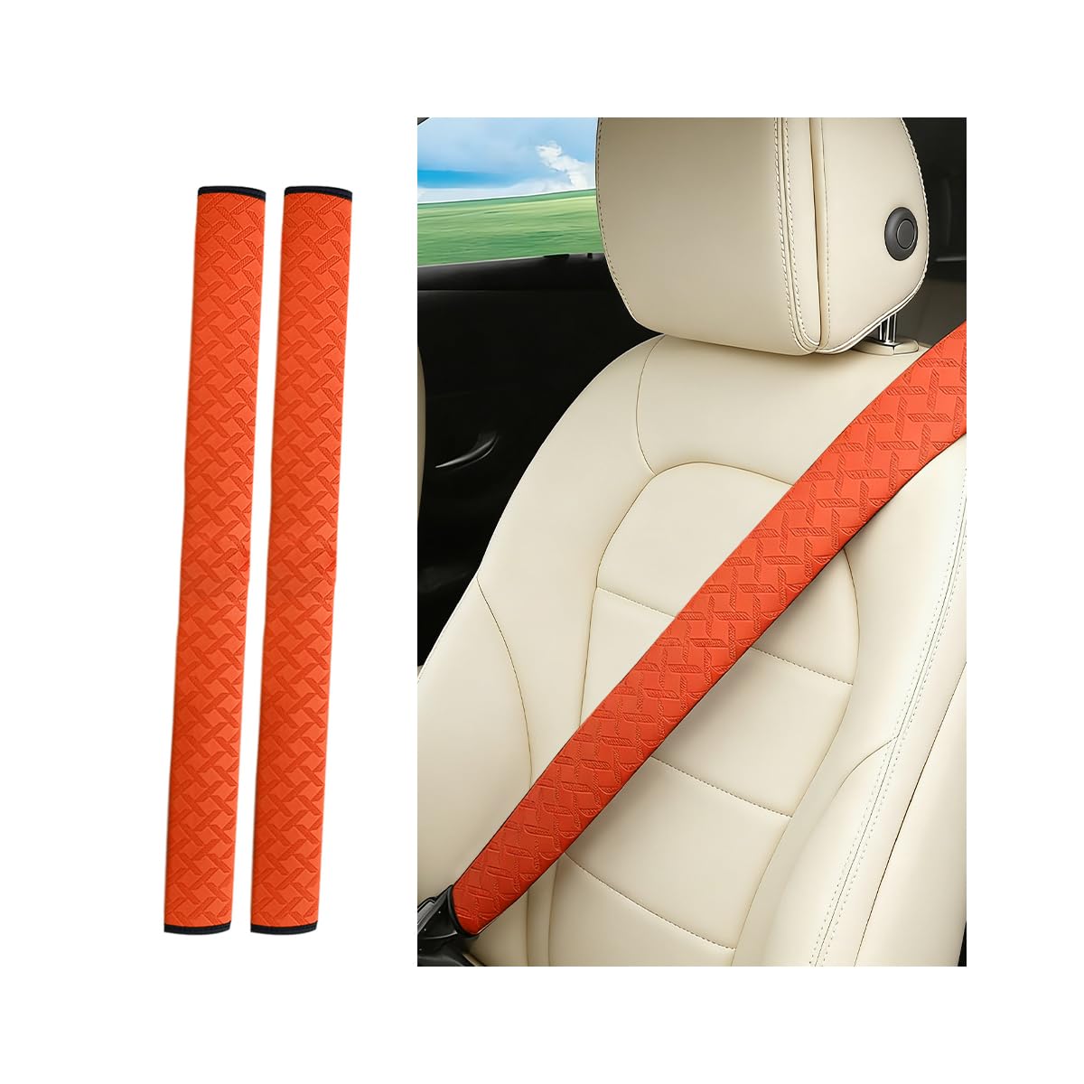 2PCS Car Seat Belt Cover Leather Shoulder Cushion Pad Pink