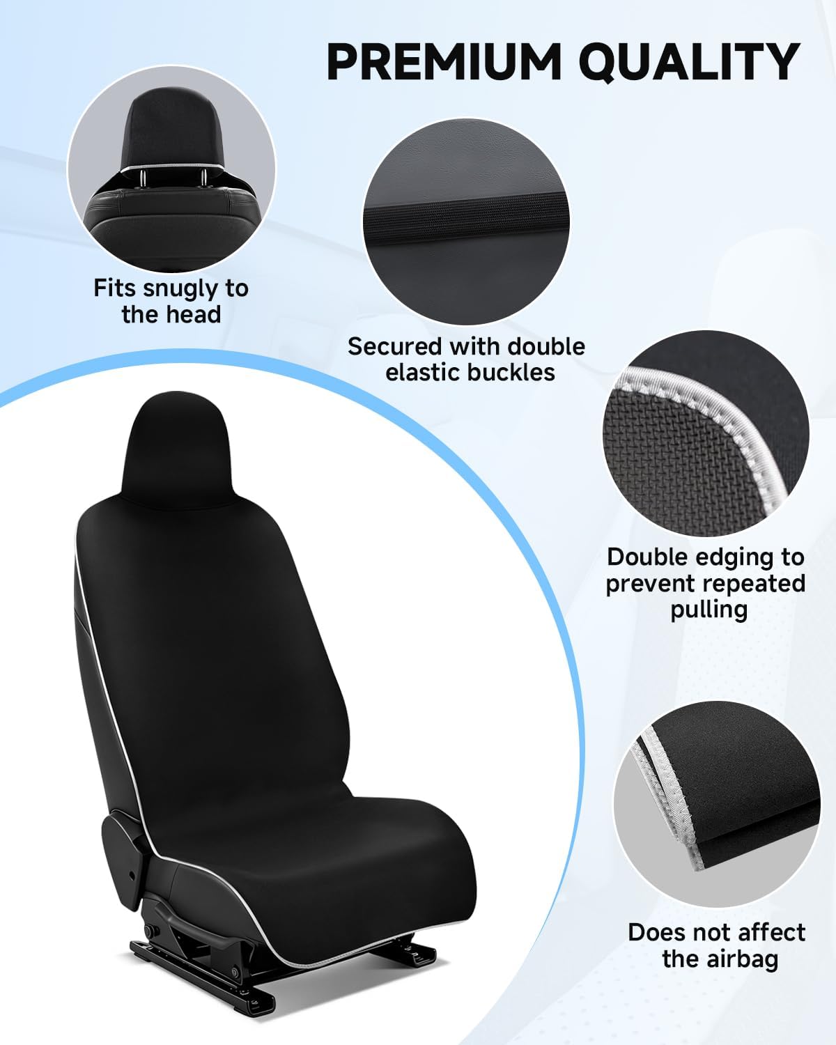 for Tesla Model 3/Y Waterproof Neoprene Car Seat Cover with Extended Seat Belts & Armrest Box Pads, Sweatproof Non-Slip Seat Protector for Run, Yoga Kids and Pet Protection(Black, 3PCS)