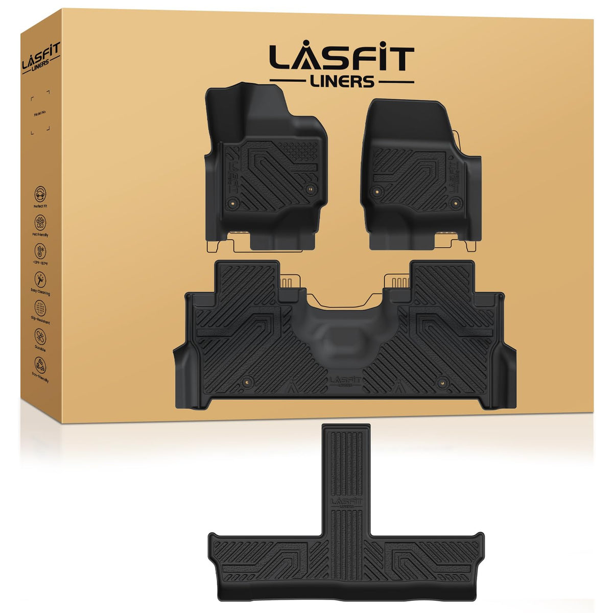 LASFIT Floor Mats for Ford F250 F350 F450 1999-2007 Crew Cab Carpet Floor