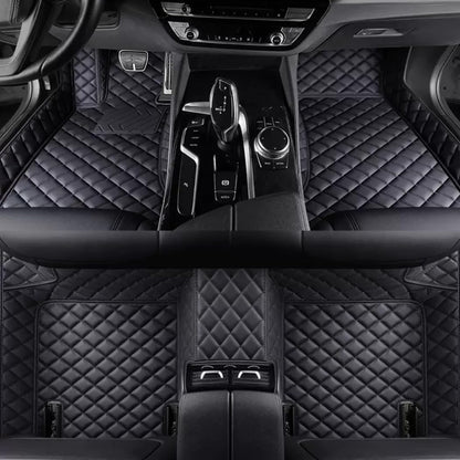 Custom Personalized Floor Mats for Cars，Luxury Full Coverage All Weather Car Floor Mats，Anti-Slip Leather Car Mat Set ，Custom Floor Mats for 99% of Cars, Trucks & SUVs (Pure Black)