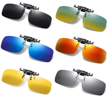 Clip on Flip up Polarized Lens For Prescription Glasses UV Protection Sunglasses (Clear lenses not Polarized)