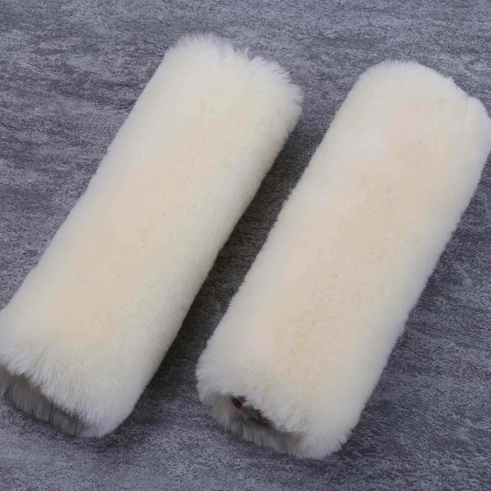 OGLAND 2 Pack Sheepskin Car Seat Belt Cover Pads | Wool Seatbelt Cushions