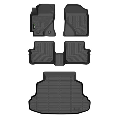 Floor Mats Custom for Toyota Corolla 2009-2013 All Weather Protection TPE Heavy Duty Non-Slip Automotive Floor Liners Fits Front& 2nd Row Full Set Accessories, Black