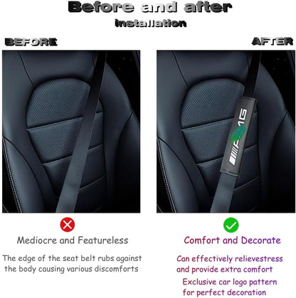 Car seat Belt Cover Compatible with AMG Carbon Fiber Texture car seat Belt pad Cover Soft and Comfortable