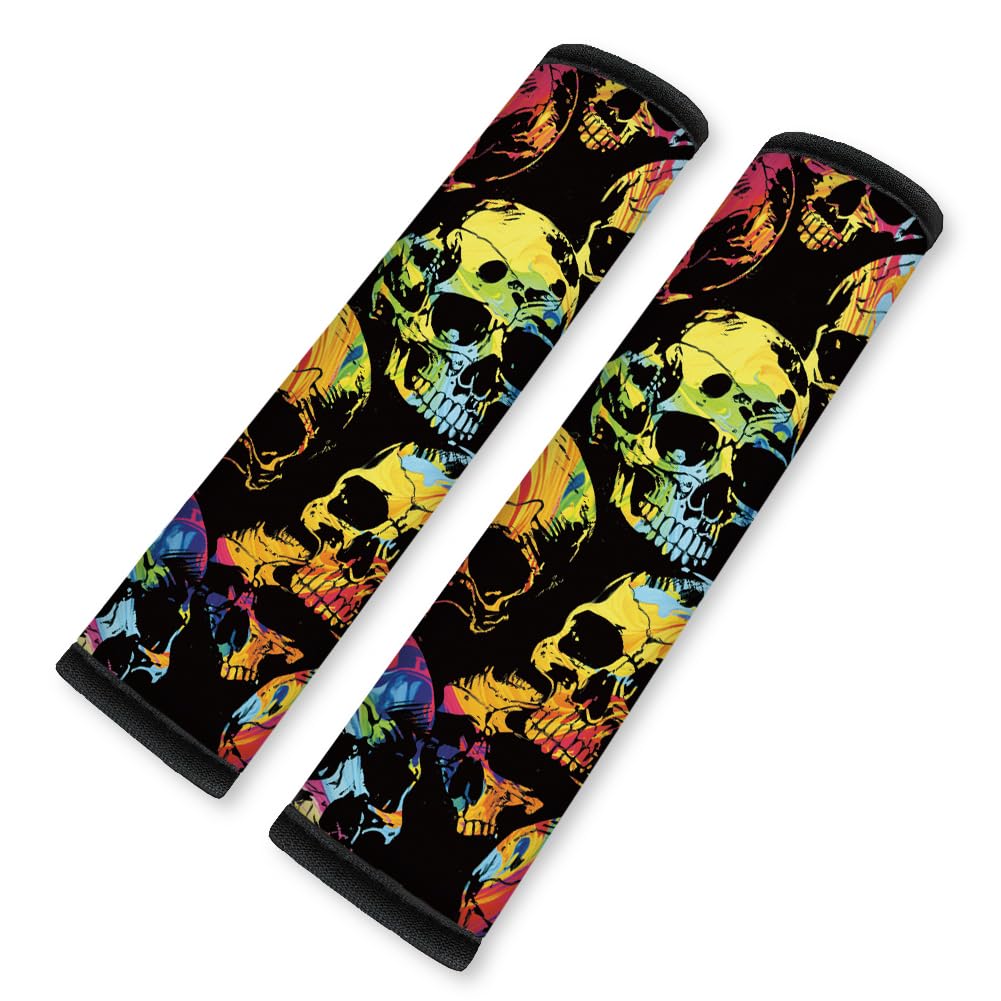 2Pcs Soft Auto Seat Belt Cover Pad Neon Galaxy Sea Turtle Print Colorful Car Seatbelt Shoulder Cushion for Comfortable Driving, Compatible with All Cars' Seatbelt and Backpack Straps
