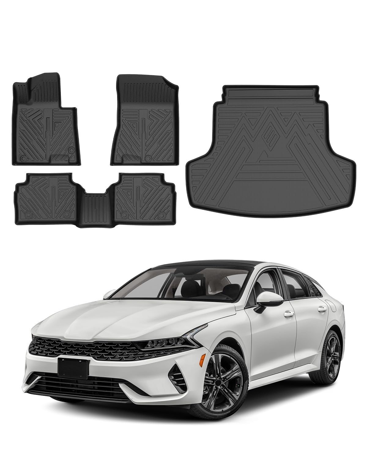 Powerty Floor Mats for 2019-2024 2025 Toyota RAV4 Accessories All Weather Floor Liner 3D TPO 1st & 2nd Row Floor Mat Heavy-Duty Floor Liners(FIT All Models)