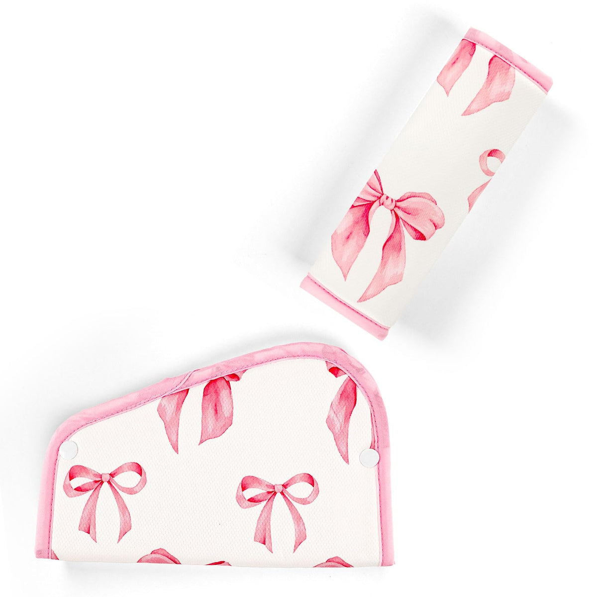 Kids Seat Belt Cover Pads, Pea Pod Children Universal Shoulder & Belly Protective Padding, Breathable Car Seat Strap Cushion Covers for Boys Girls (Floral&Bows)