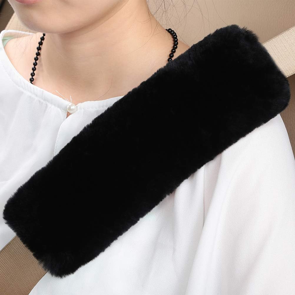 OGLAND 2 Pack Sheepskin Car Seat Belt Cover Pads | Wool Seatbelt Cushions