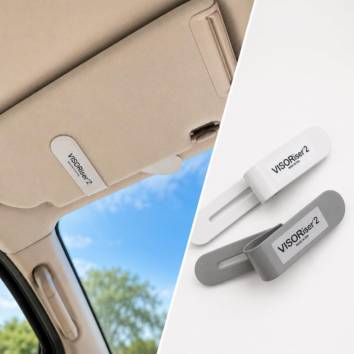 VISORiser 2 Sun Visor Repair Clip, Light Gray (1-Piece)