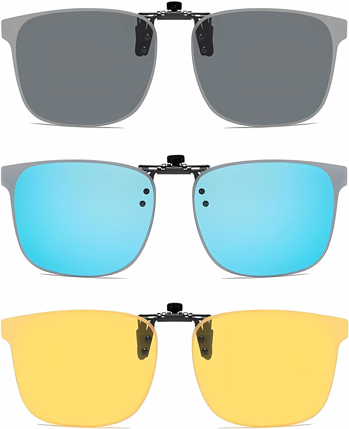 Clip on Flip up Polarized Lens For Prescription Glasses UV Protection Sunglasses (Clear lenses not Polarized)