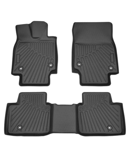 Powerty Floor Mats for 2019-2024 2025 Toyota RAV4 Accessories All Weather Floor Liner 3D TPO 1st & 2nd Row Floor Mat Heavy-Duty Floor Liners(FIT All Models)