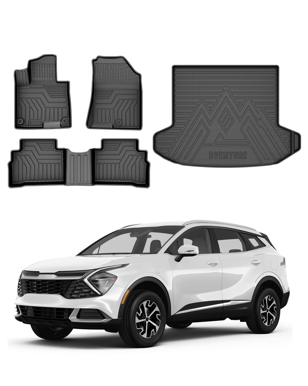 Powerty Floor Mats for 2019-2024 2025 Toyota RAV4 Accessories All Weather Floor Liner 3D TPO 1st & 2nd Row Floor Mat Heavy-Duty Floor Liners(FIT All Models)