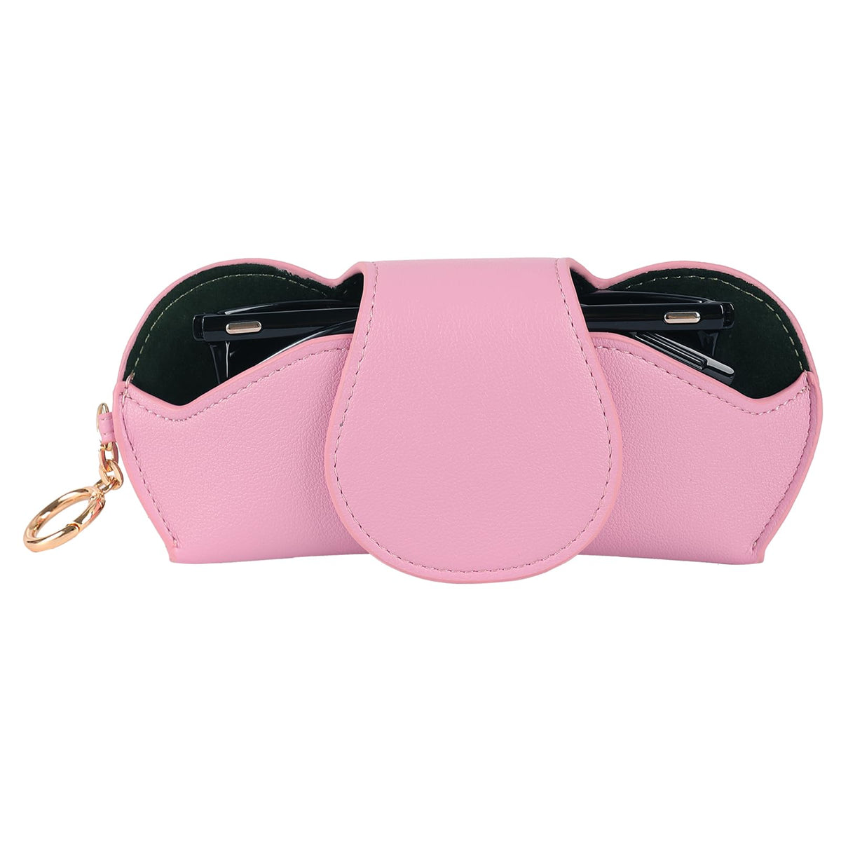 KINIVA Sunglasses Holder for Car Visor with Hanging Hook Portable Leather Glasses Storage Bag with Detachable Clips